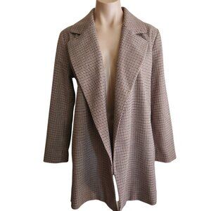 Ann Taylor Houndstooth Modern Blazer Open Front Jacket Pockets Size Small